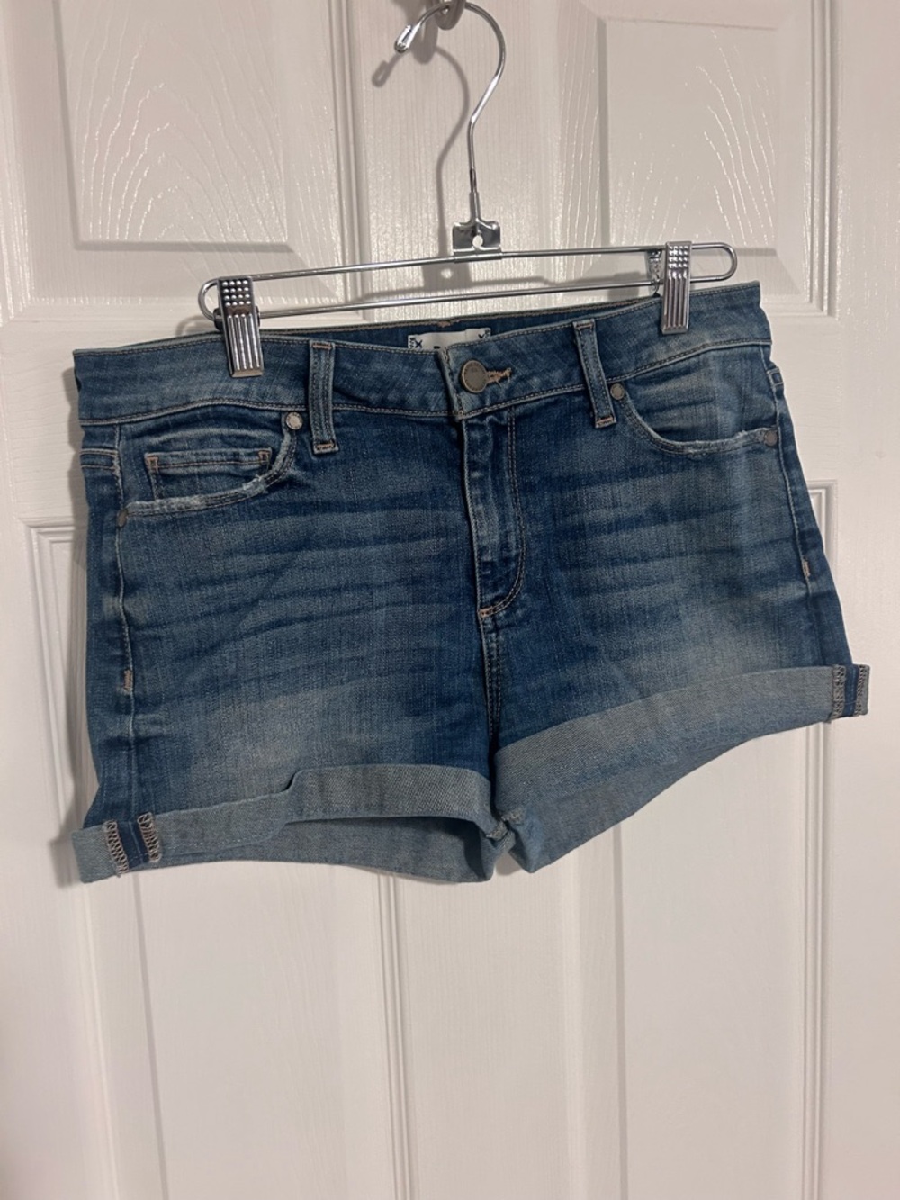 PAIGE “Jimmy Jimmy Short” Blue Cuffed Denim Shorts